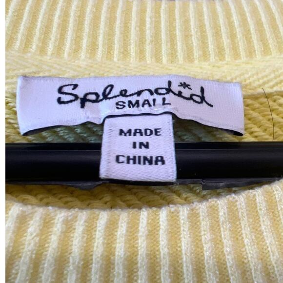 Splendid Sweater Top Womens Small Yellow Short Sleeve - Picture 4 of 4